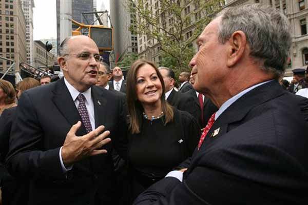 Former mayor Rudy Giuliani, his wife Judith, and Mayor Bloomberg